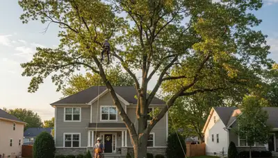Professional tree removal service in Oak Park IL by certified arborists on residential property