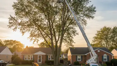 Professional tree removal service in Oak Park IL clearing large oak safely