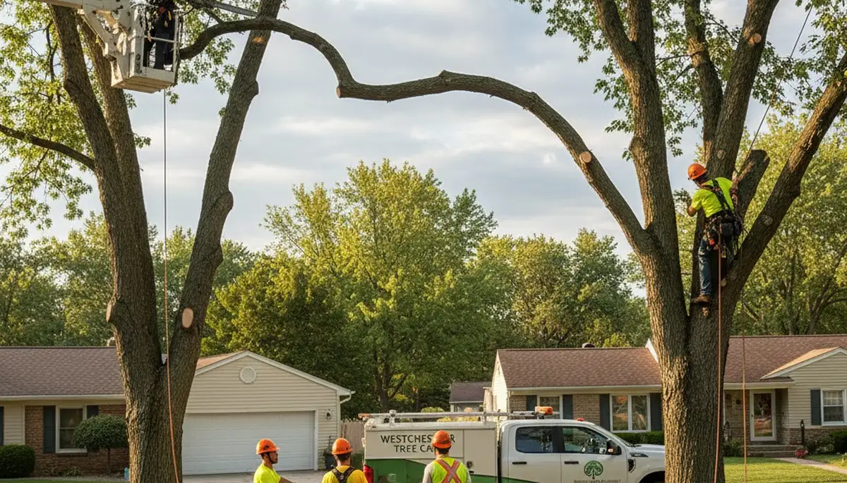 Professional tree removal service in Oak Park IL safely cutting large tree branches